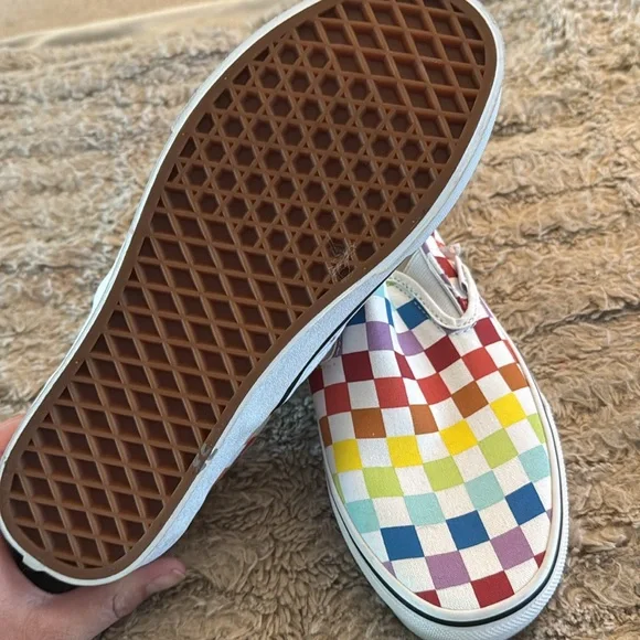 Vans Unisex Multicolor/Rainbow Checkered Slip-On Sneakers - Picture 6 of 7